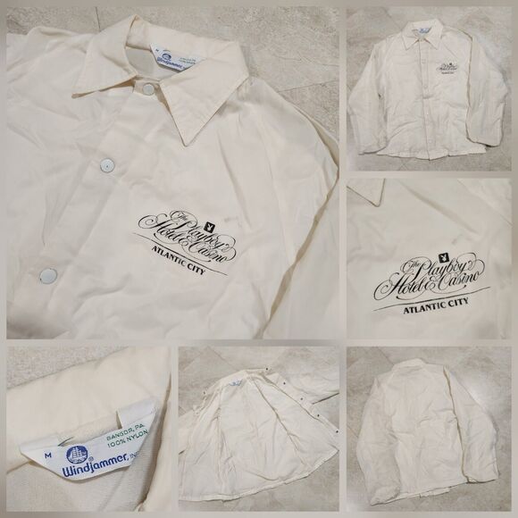 VTG The Playboy Hotel & Casino Atlantic City Mens M Medium‎ Satin Bomber Jacket